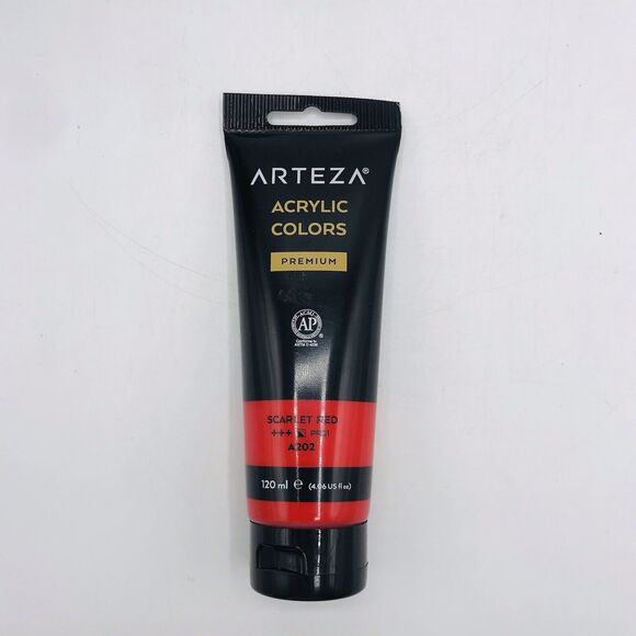Arteza Acrylic Colors Premium Paint Scarlet Red A202 120 ml Tube - Picture 3 of 4